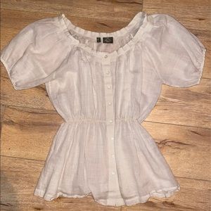 White cinched peasant top - small - Fei brand